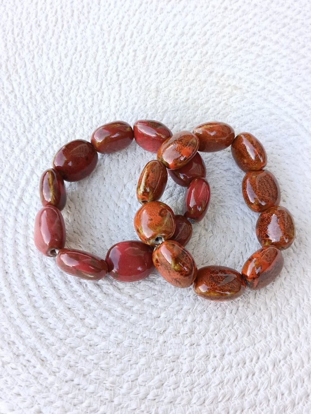 Chunky Bead Bracelet Bundle - Mahogany Obsidian & Red Jasper